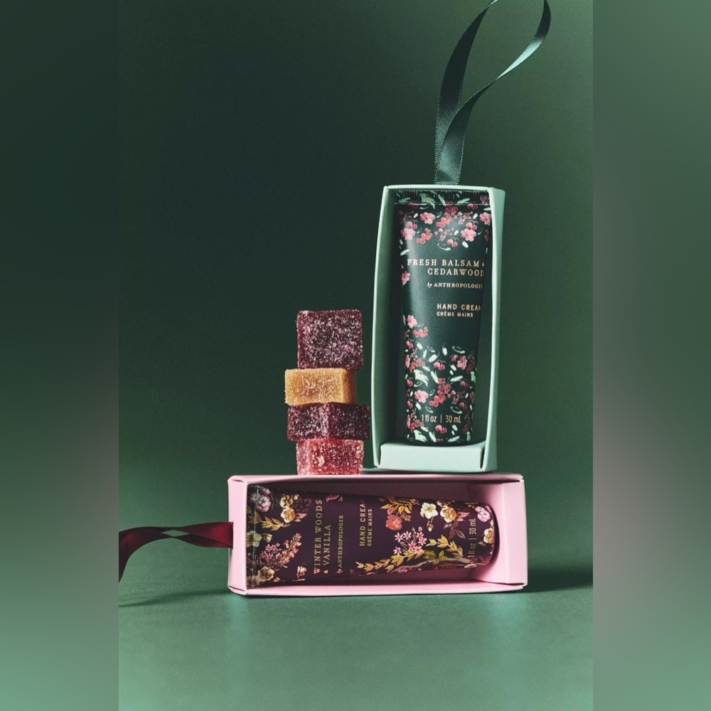 New Anthropologie Seasonal Boxed Hand Cream Fresh Balsam & Cedarwood Green